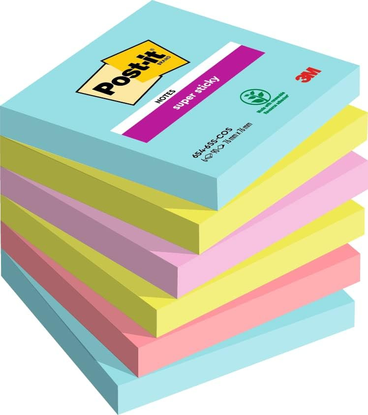 Post-it Super Sticky Notes Miami Collection 6546SMI Self-Adhesive Sticky Notes 76 x 76 mm. 6 Squa... | Amazon (DE)