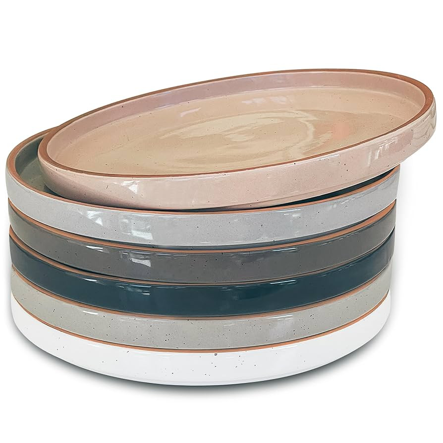 Mora Ceramic Flat Plates Set of 6-8 in - The Dessert, Salad, Appetizer, Small Lunch, etc Plate. M... | Amazon (US)