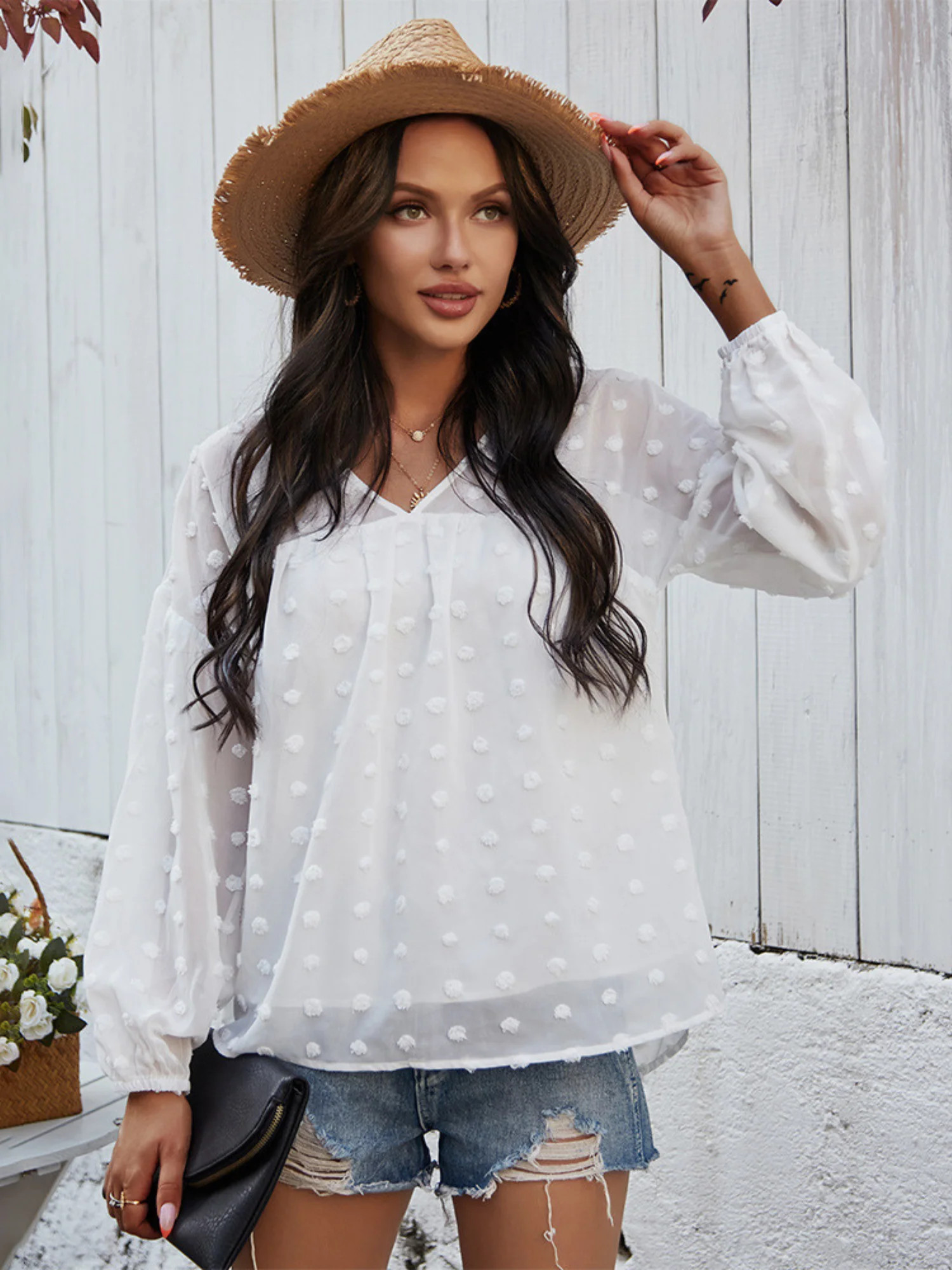 'Lola' Pom Pom Lace Chiffon Top | Goodnight Macaroon
