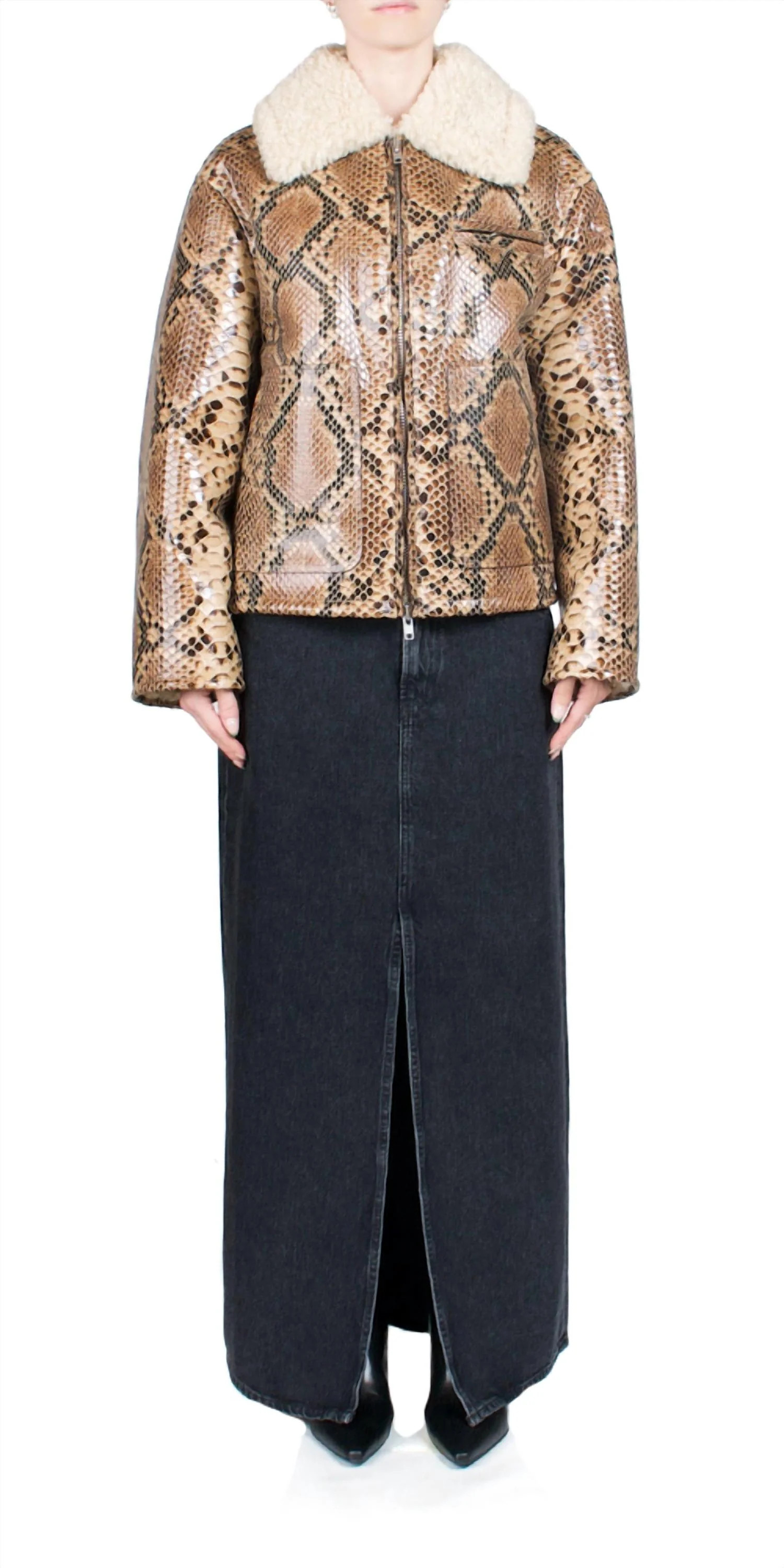 Kaz Jacket In Brown Snake/natural White | Shop Simon