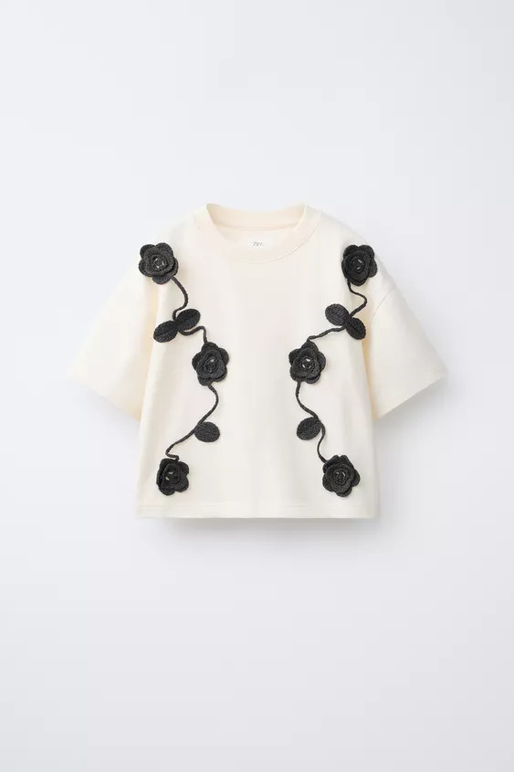 CROCHET FLORAL T-SHIRT | Zara US