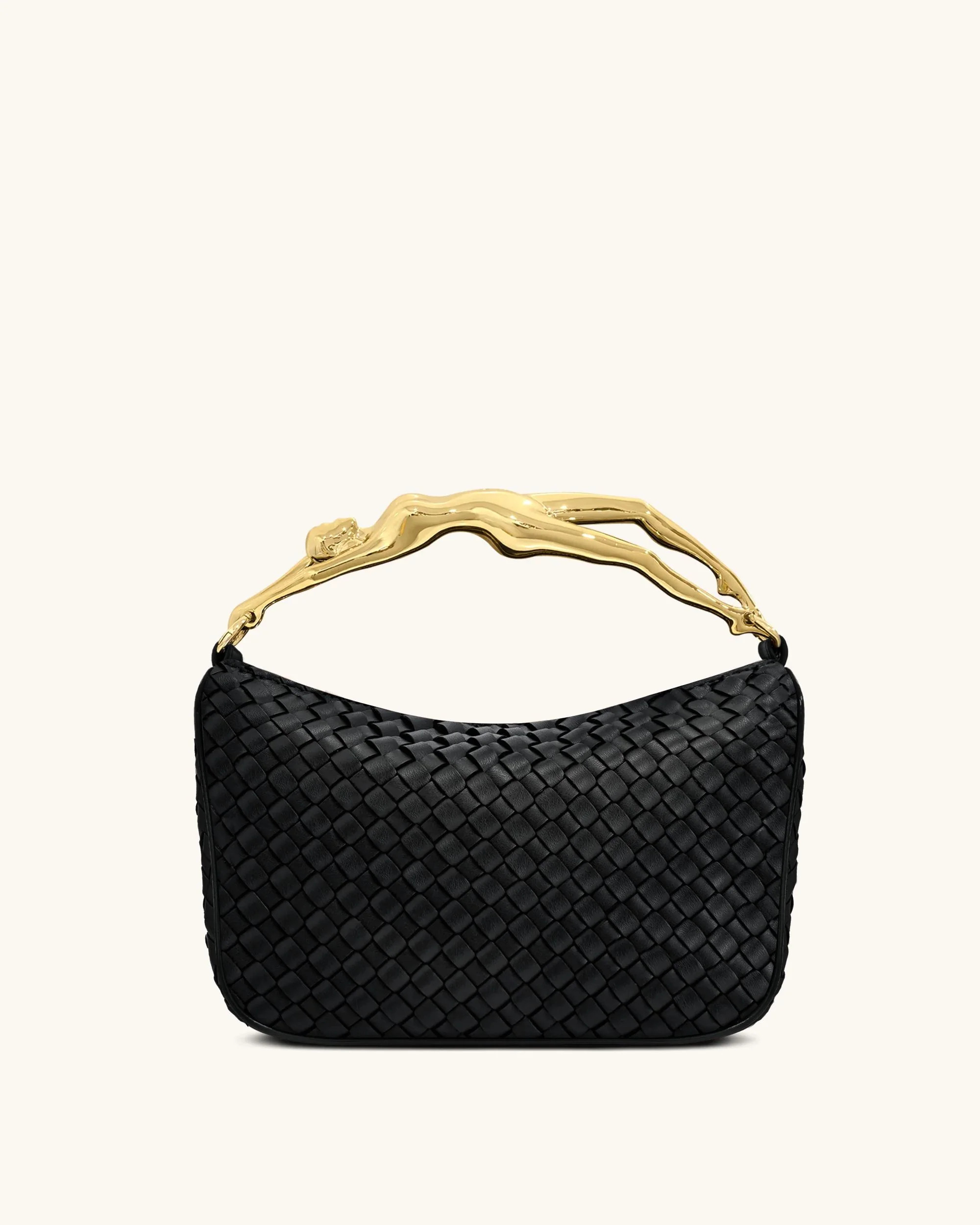 Jenny Woven Human-shaped Handle Handbag - Black | JW PEI US