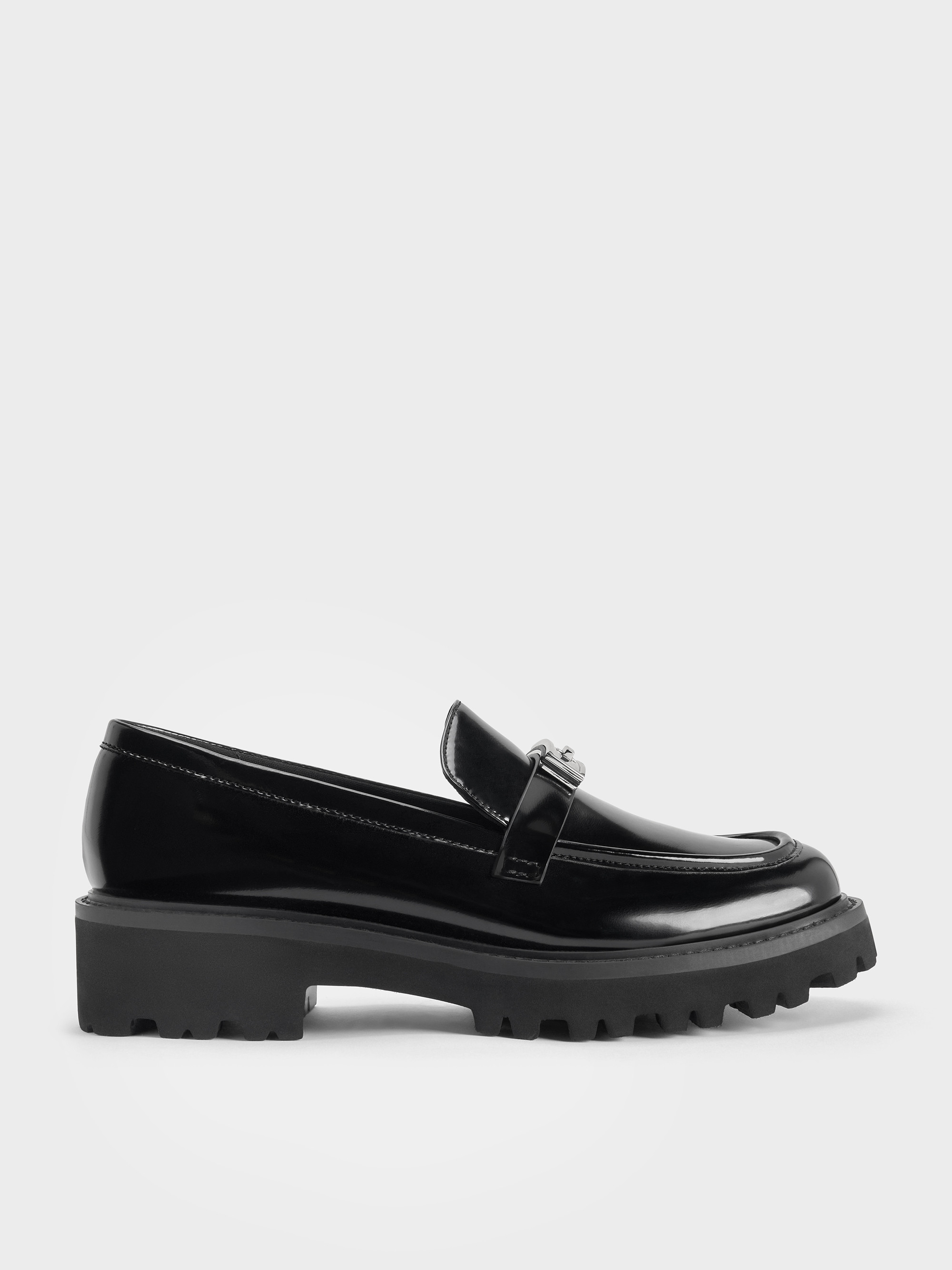 Lando Metallic-Accent Platform Loafers
    
         - Black Box | Charles & Keith UK