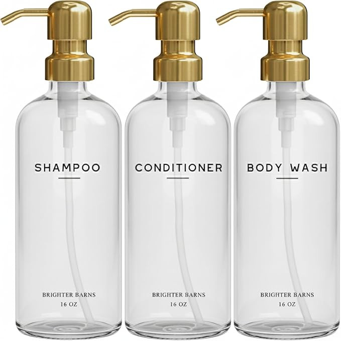 Luxury Shampoo and Conditioner Dispenser Set by Brighter Barns - Shampoo Conditioner Body Wash Di... | Amazon (US)
