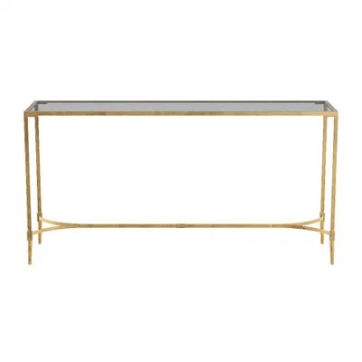 Antwan 63 in. Gold/Glass Console Table | The Home Depot