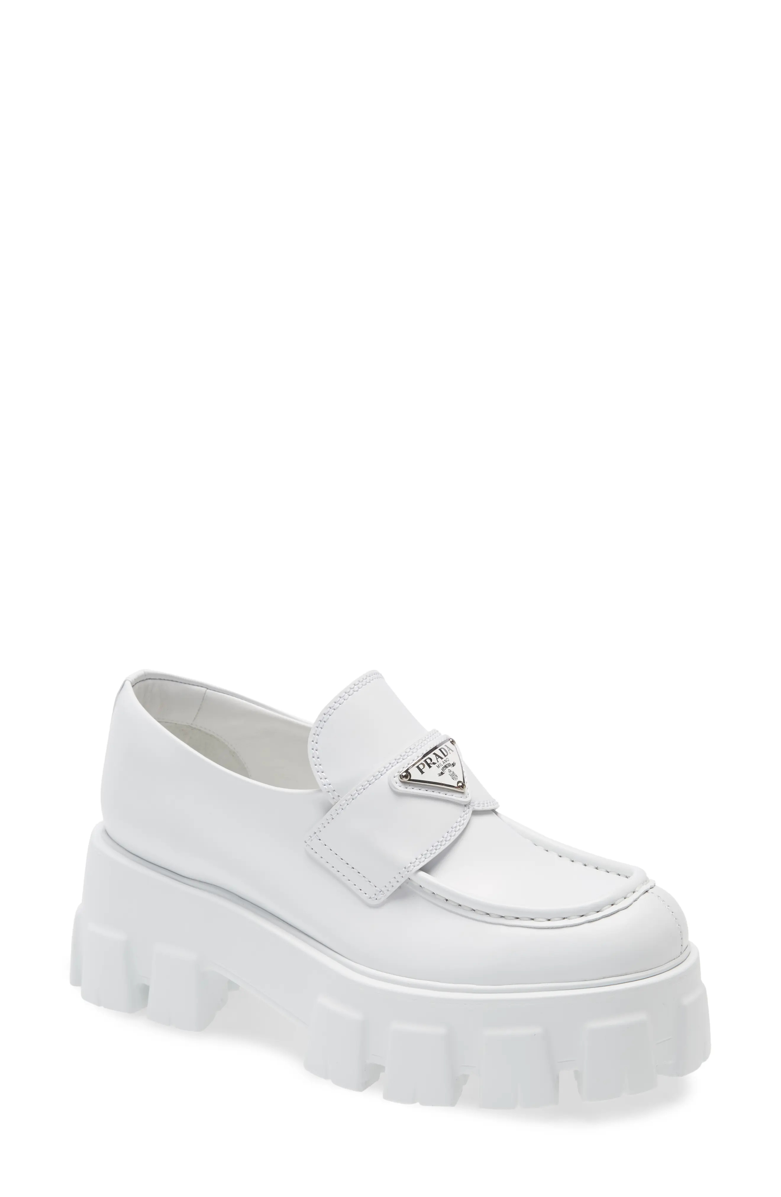 Prada Monolith Lug Sole Loafer in Bianco at Nordstrom, Size 7Us | Nordstrom