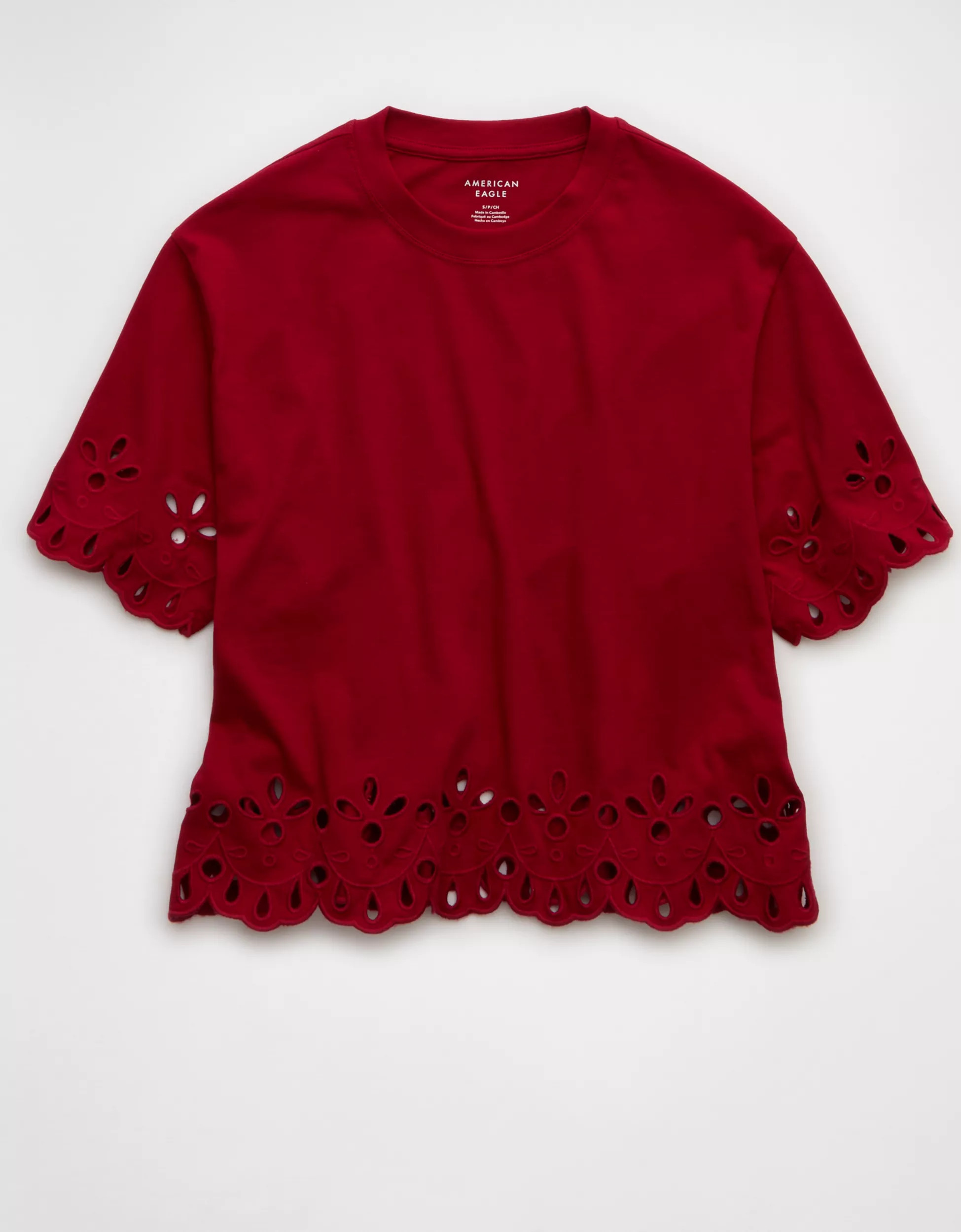 AE Boxy Eyelet T-Shirt | American Eagle Outfitters (US & CA)