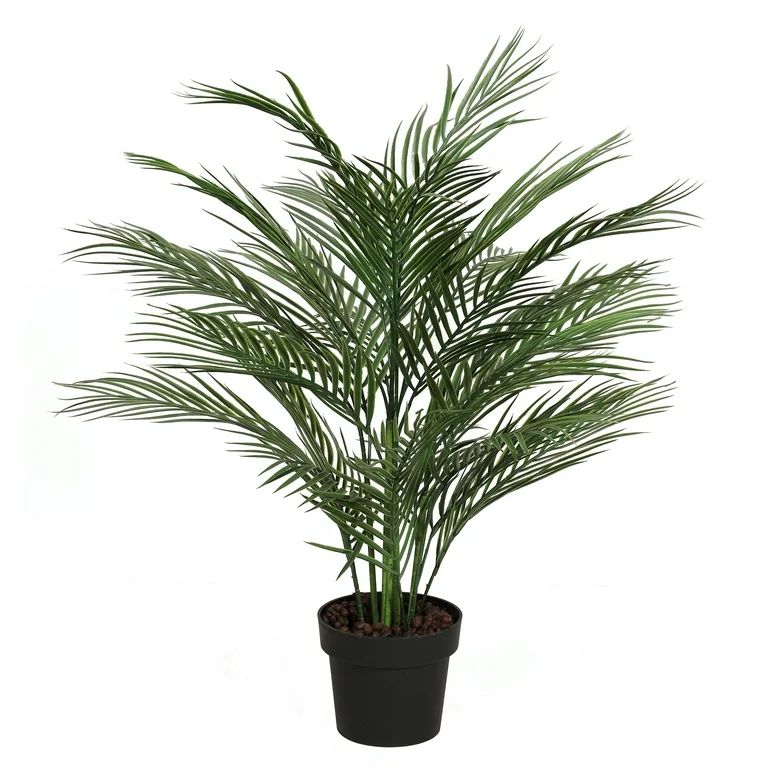 32" Artificial Areca Palm Tree with Black Plastic Vase | Walmart (US)