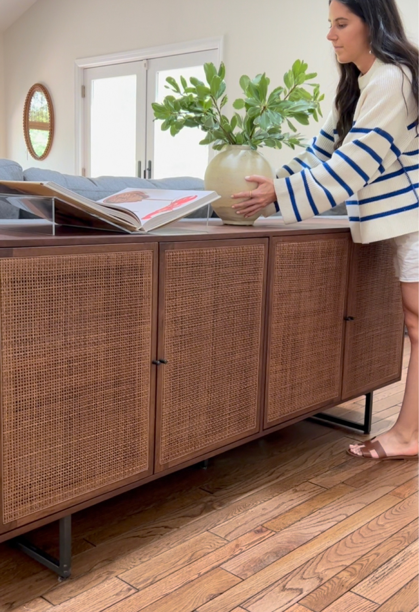 Sideboard, buffet, chest, credenza, storage piece, tv console, sofa back table, entry way, home decor, home organization, Kathy Kuo Home, transitional design, coastal, timeless decor, wood furniture, cane furniture, caning, dark brown, interior designer finds

#LTKhome #LTKsalealert #LTKHolidaySale