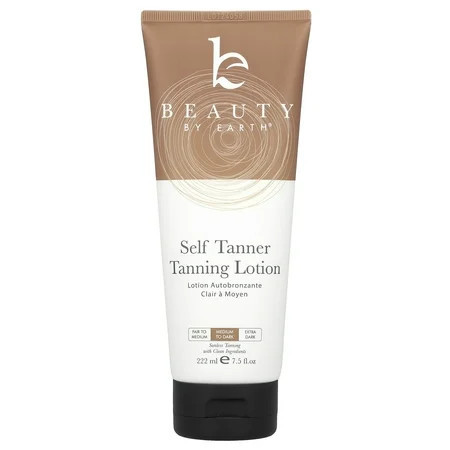 Beauty by Earth Self Tanner - Made with Organic Aloe Vera & Shea Butter Sunless Tanning Lotion and Bronzer Buildable Light Medium or Dark for Natural Looking Fake Tan 1 Pack | Walmart (US)