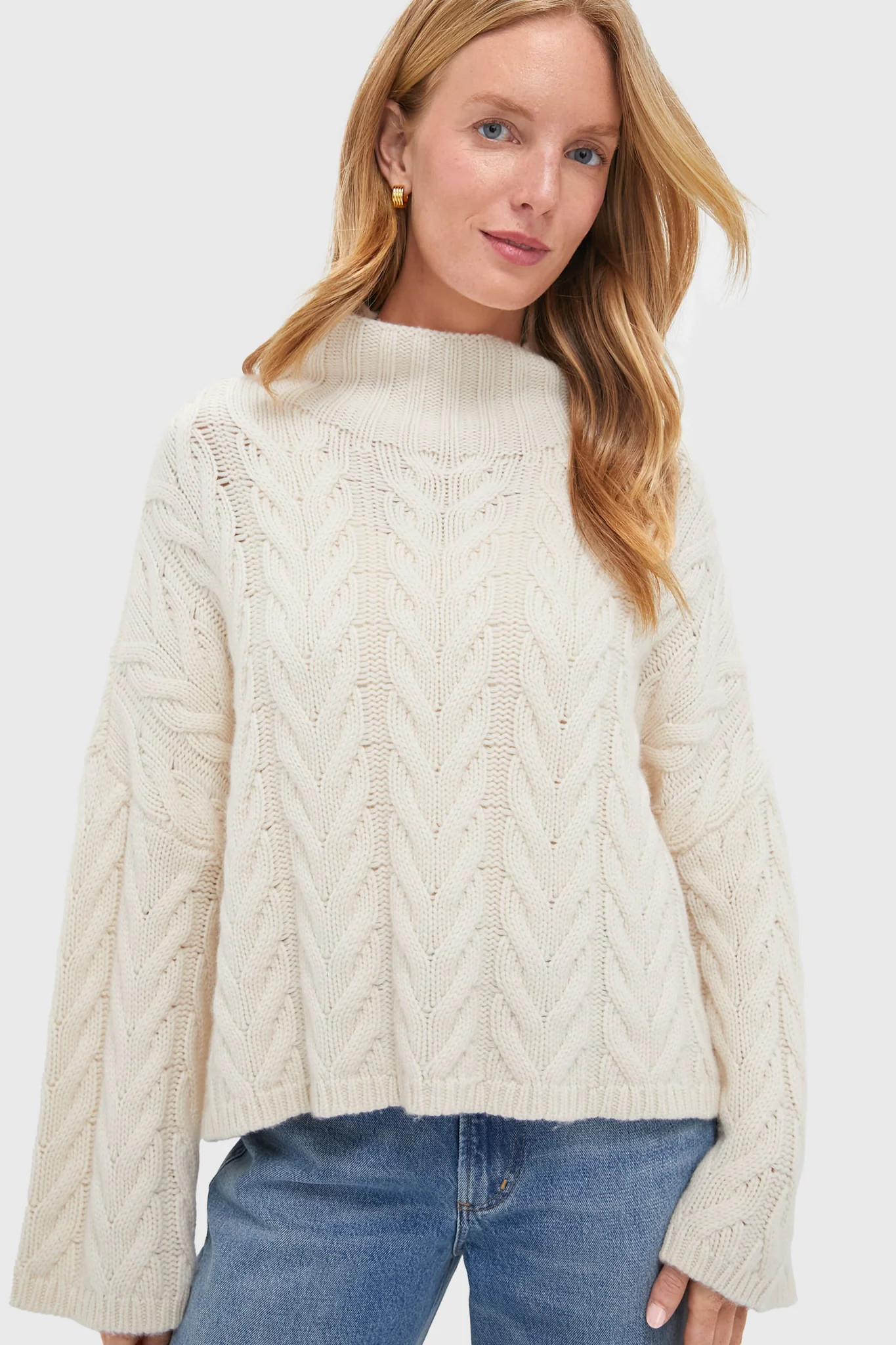 Feather White Cableknit Turtleneck | Tuckernuck (US)
