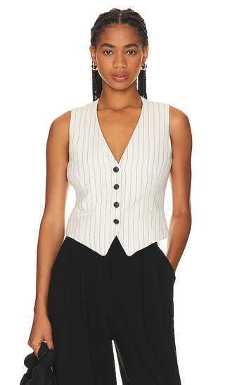 Priya Vest in White Stripe | Revolve Clothing (Global)