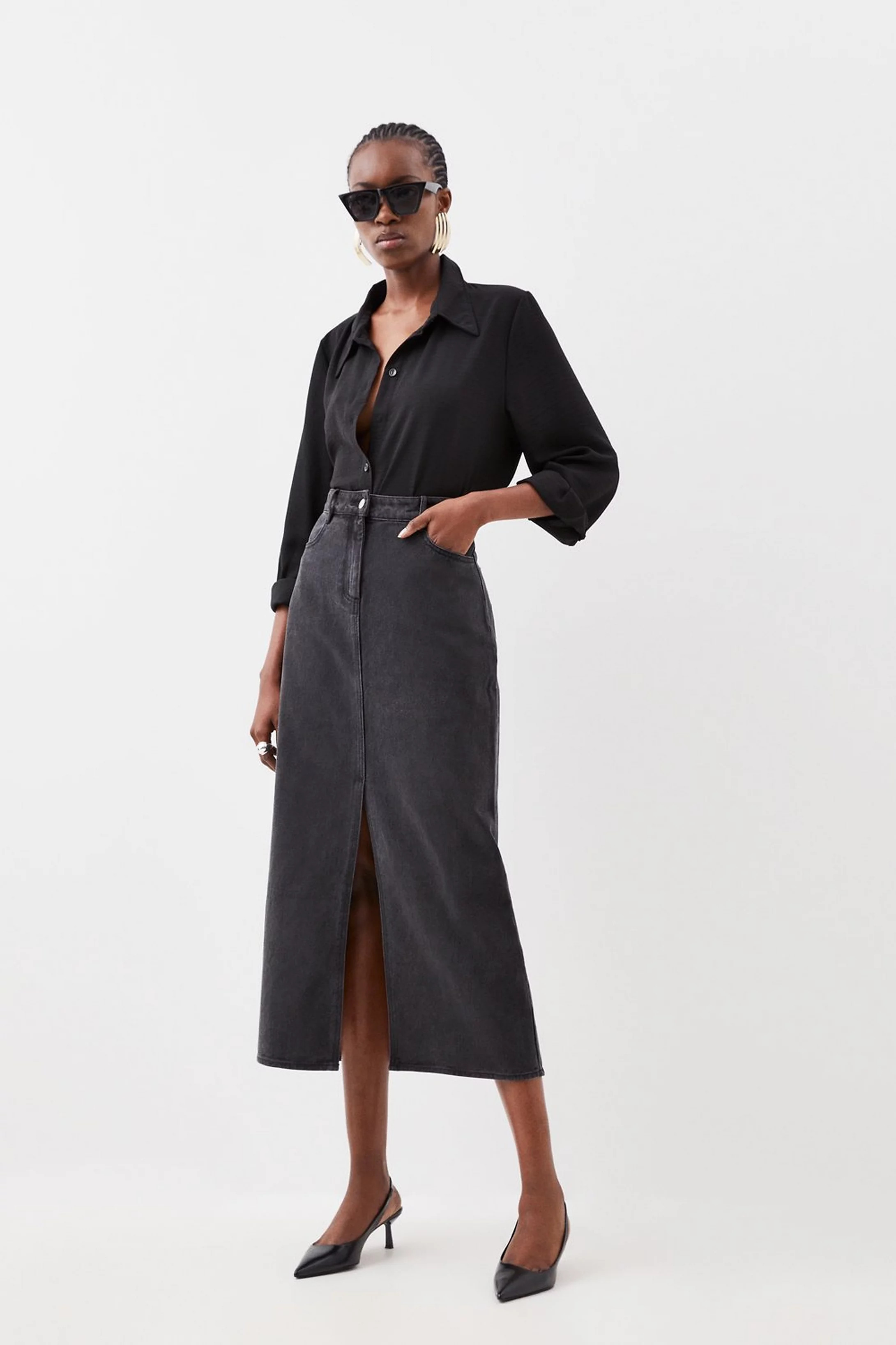 Denim Maxi Skirt | Karen Millen US