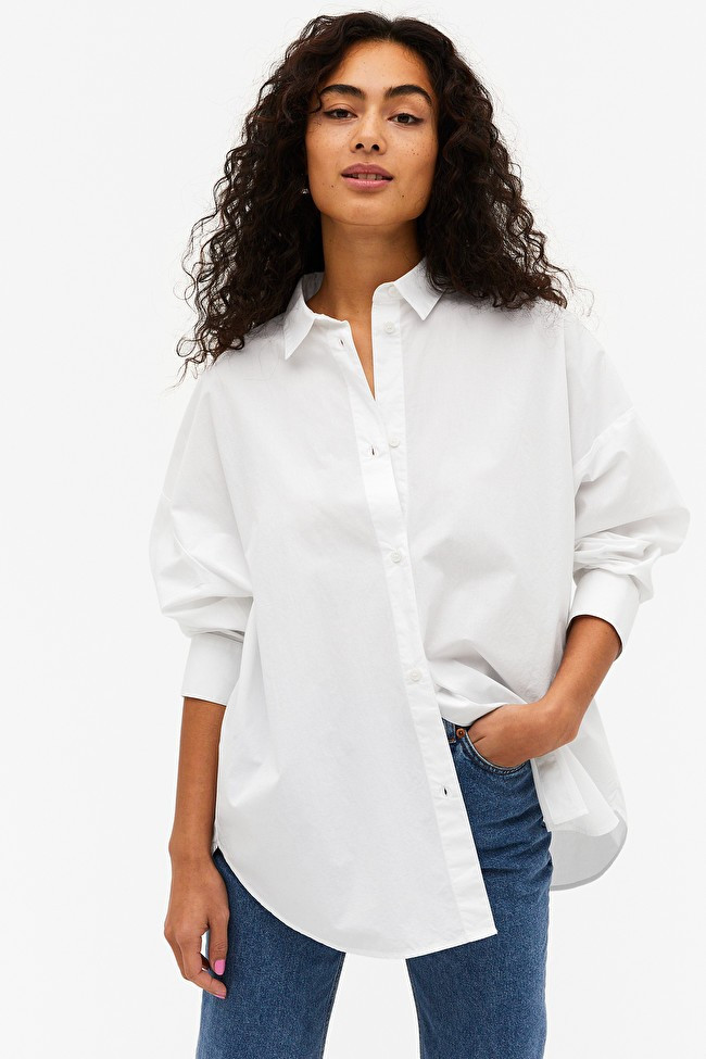 Oversized white cotton shirt | Monki