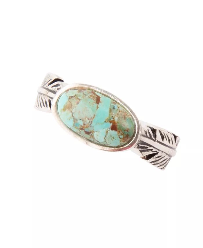 Barse Feather Genuine Turquoise Oval Band Ring - Macy's | Macy's