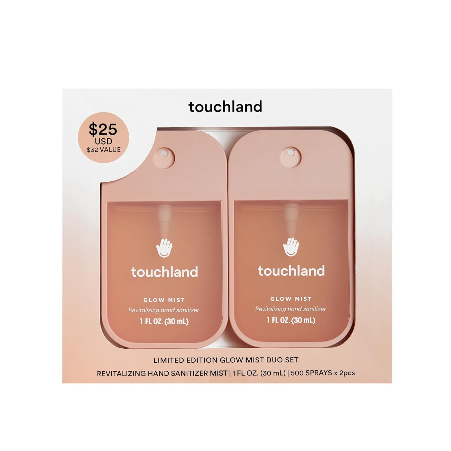 Touchland Limited Edition Glow Mist Duo Set, Revitalizing Hand Sanitizer Spray, Rosewater scented... | Amazon (US)