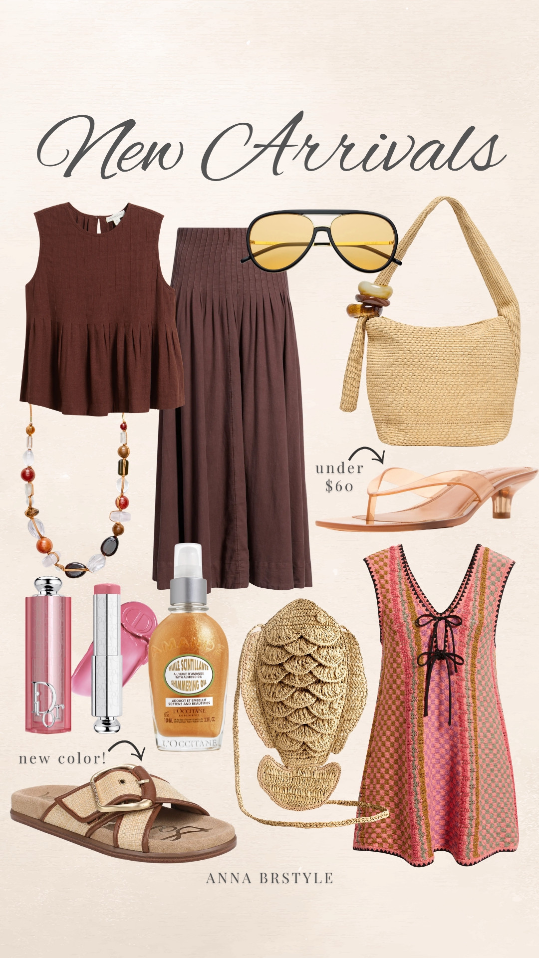 Fresh new arrivals that are too good not to share 🤎 From breezy summer separates and statement accessories to the prettiest dress and beauty favorites, these are the pieces currently at the top of my wishlist. A new color in a favorite sandal and so many easy pieces for summer styling.

Summer fashion, New arrivals, Summer outfit ideas, Vacation style, Raffia bags, Statement jewelry, Summer sandals, Midi skirts, Resort wear, Beauty favorites, Casual chic style, Summer wardrobe, annabrstyle

#LTKSeasonal #LTKootd #LTKOver40