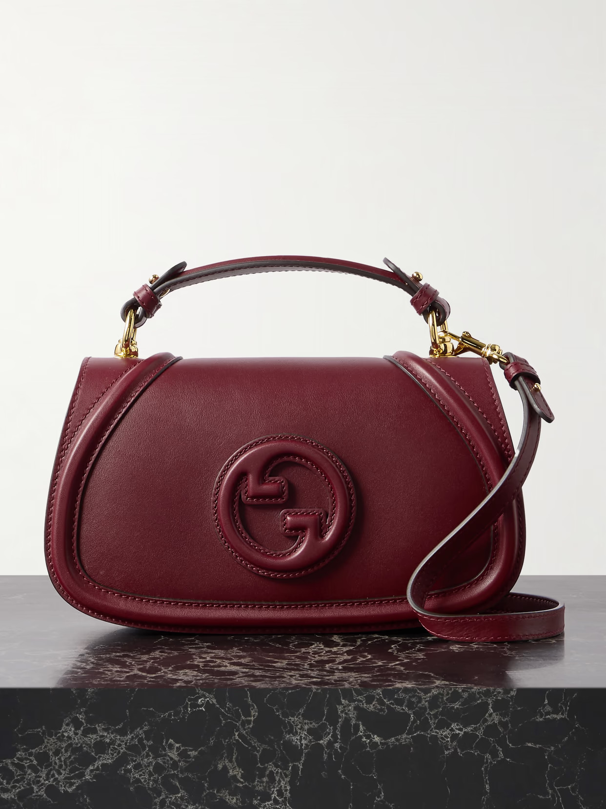 Gucci - Blondie Leather Shoulder Bag - Burgundy | NET-A-PORTER (US)