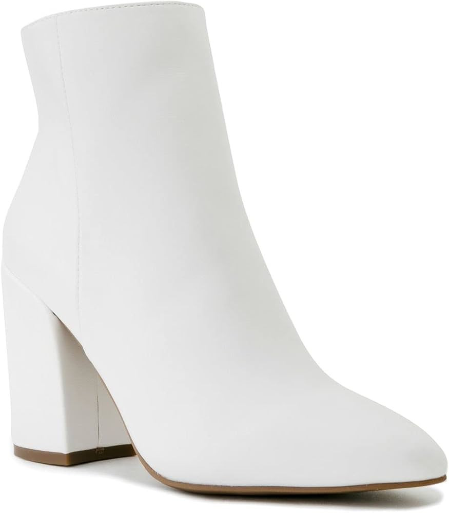 LONDON FOG Womens Evon Winter Ankle Bootie Block Heeled Ankle Boot | Amazon (US)