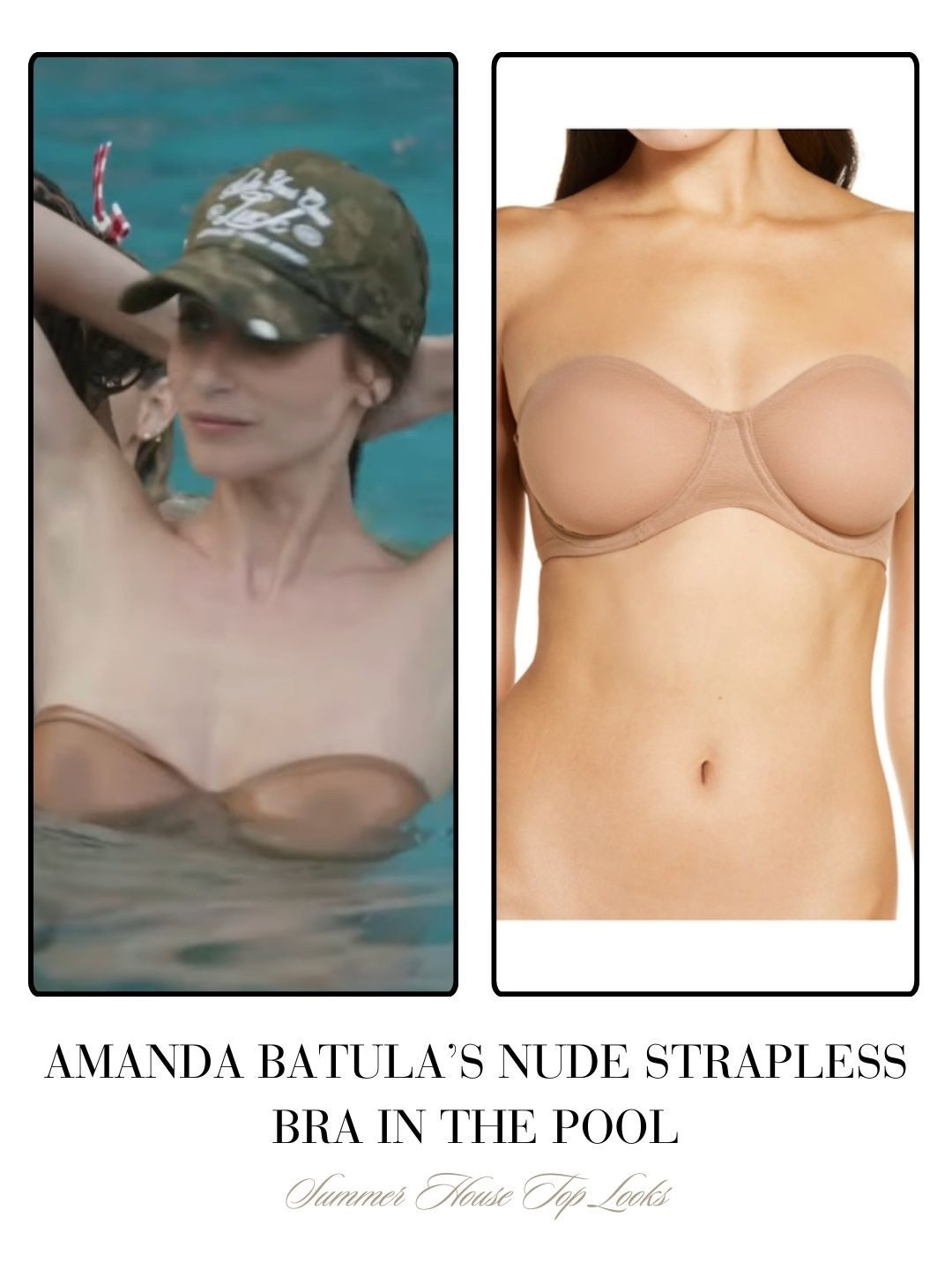 Amanda Batula’s Nude Strapless Bra in The Pool 