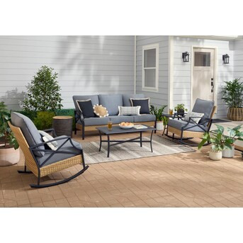 Style Selections Kenwood 5-Piece Rocking Patio Conversation Set with Gray Cushions at Lowes.com | Lowe's