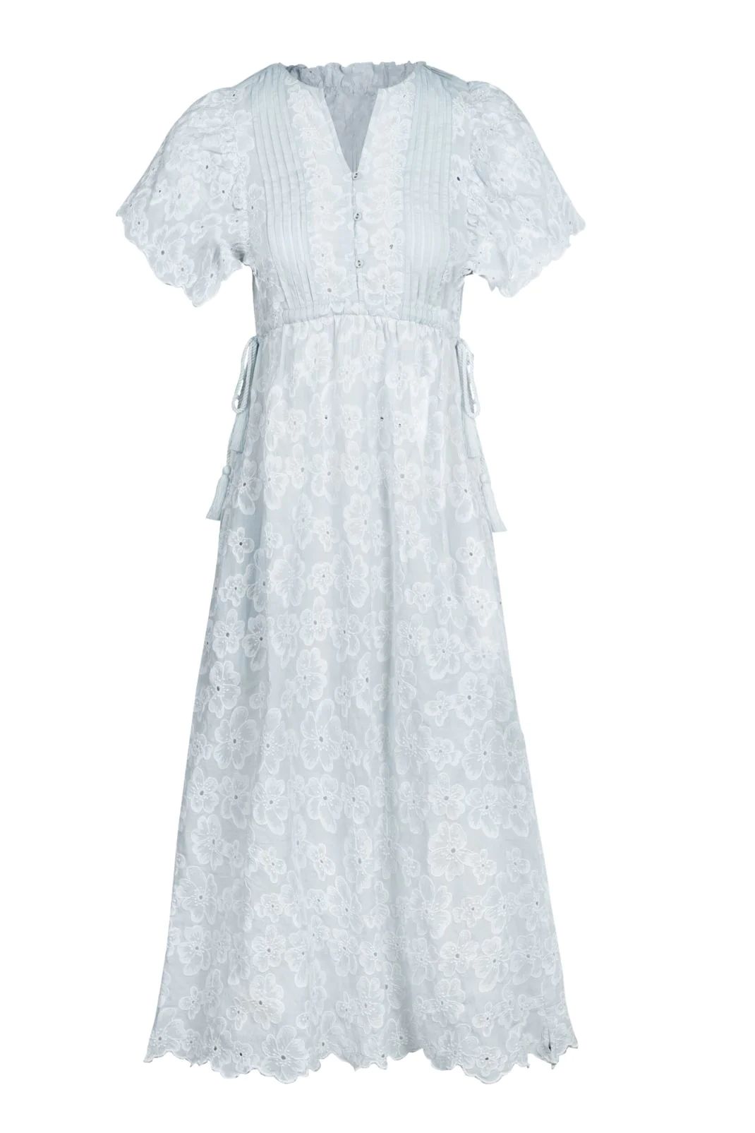 Lindsay Dress in Sky Anemone Embroidery | Baybala