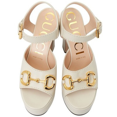 NEW GUCCI Ivory Leather Horsebit Platform Heels Sandals Sz 39.5 US 9-9.5 $1100 | eBay US