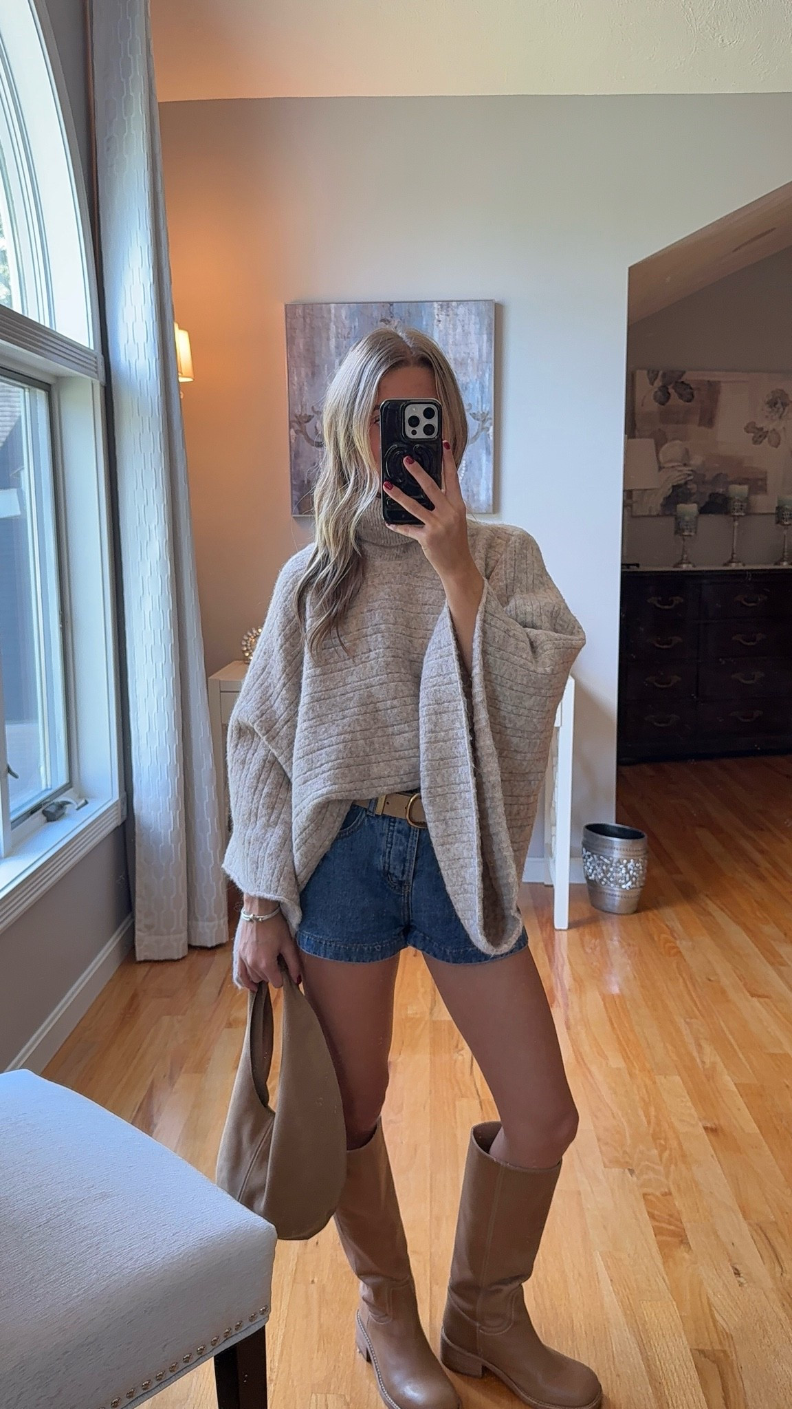 wearing a xs in  belt, 23 in shorts! 

sweater is sold out but it’s the phoebe poncho from free people!!

#LTKootd #LTKSeasonal #LTKU