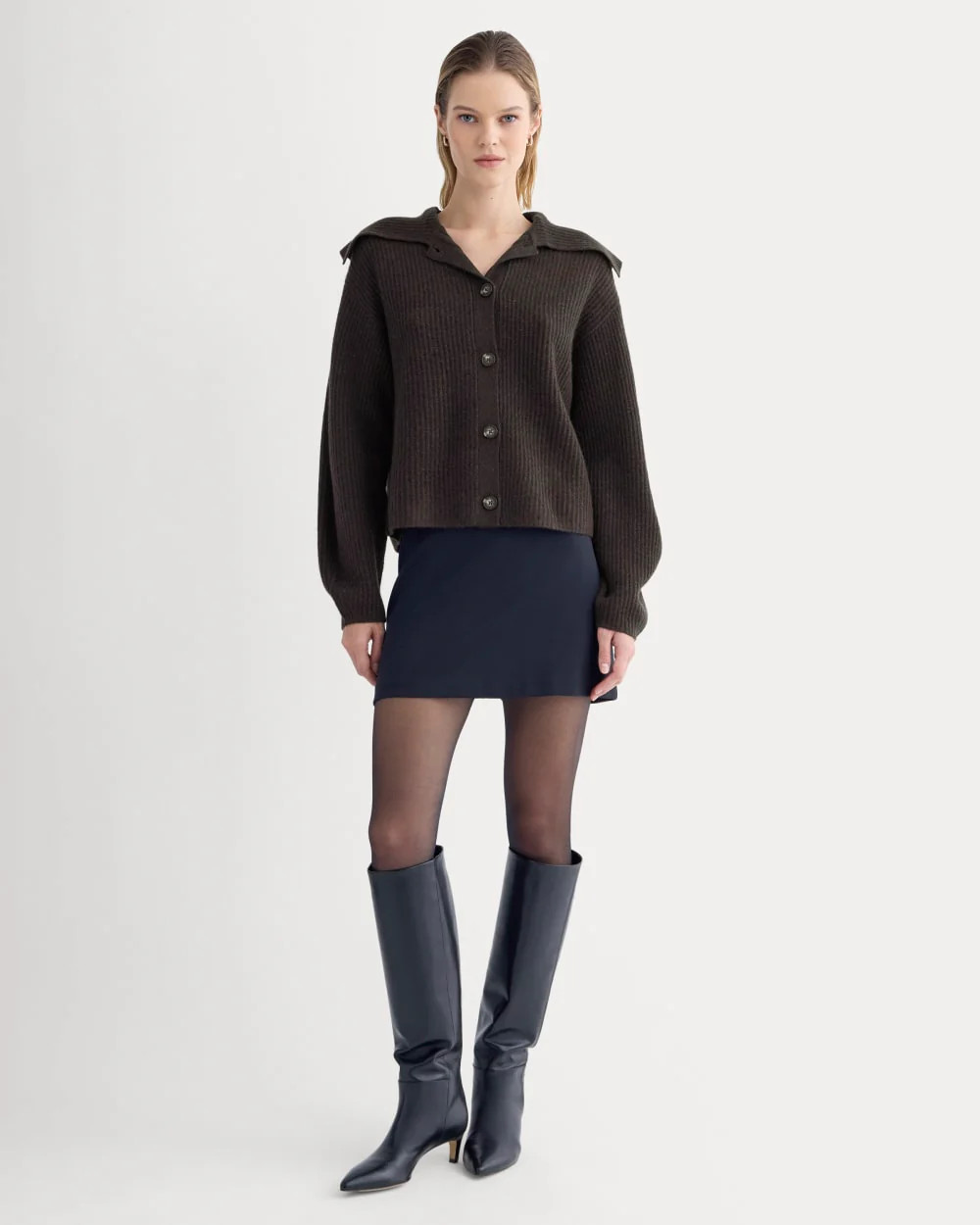 Fisherman Cardigan in Wool Cashmere | Americano Brown | Everlane