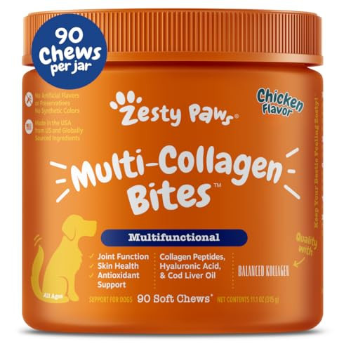 Zesty Paws Multi Collagen Soft Chews for Dogs - for Hip, Joint & Cartilage Support + Skin Health - with Collagen - Plus Eggshell Membrane, Vitamin C & Hyaluronic Acid - 90 Count | Amazon (US)