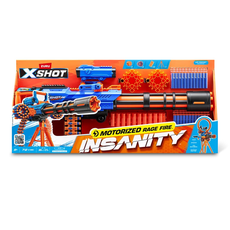 XSHOT Insanity Motorized Rage Fire (72 Darts), Air Pocket Technology, Outdoor Blaster by ZURU, Ag... | Walmart (US)