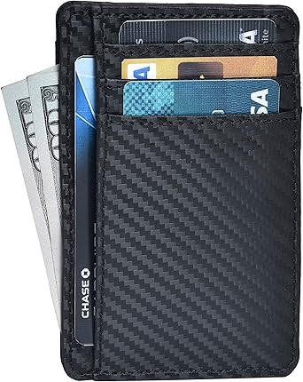 Leather Minimalist Wallet for Men & Women RFID Front Pocket Leather Card Holder Wallets | Amazon (US)