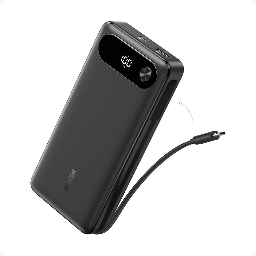 Anker Powerbank, 20.000mAh tragbares Ladeger\u00e4t mit integriertem USB-C-Kabel, 87W Max Schnell... | Amazon (DE)