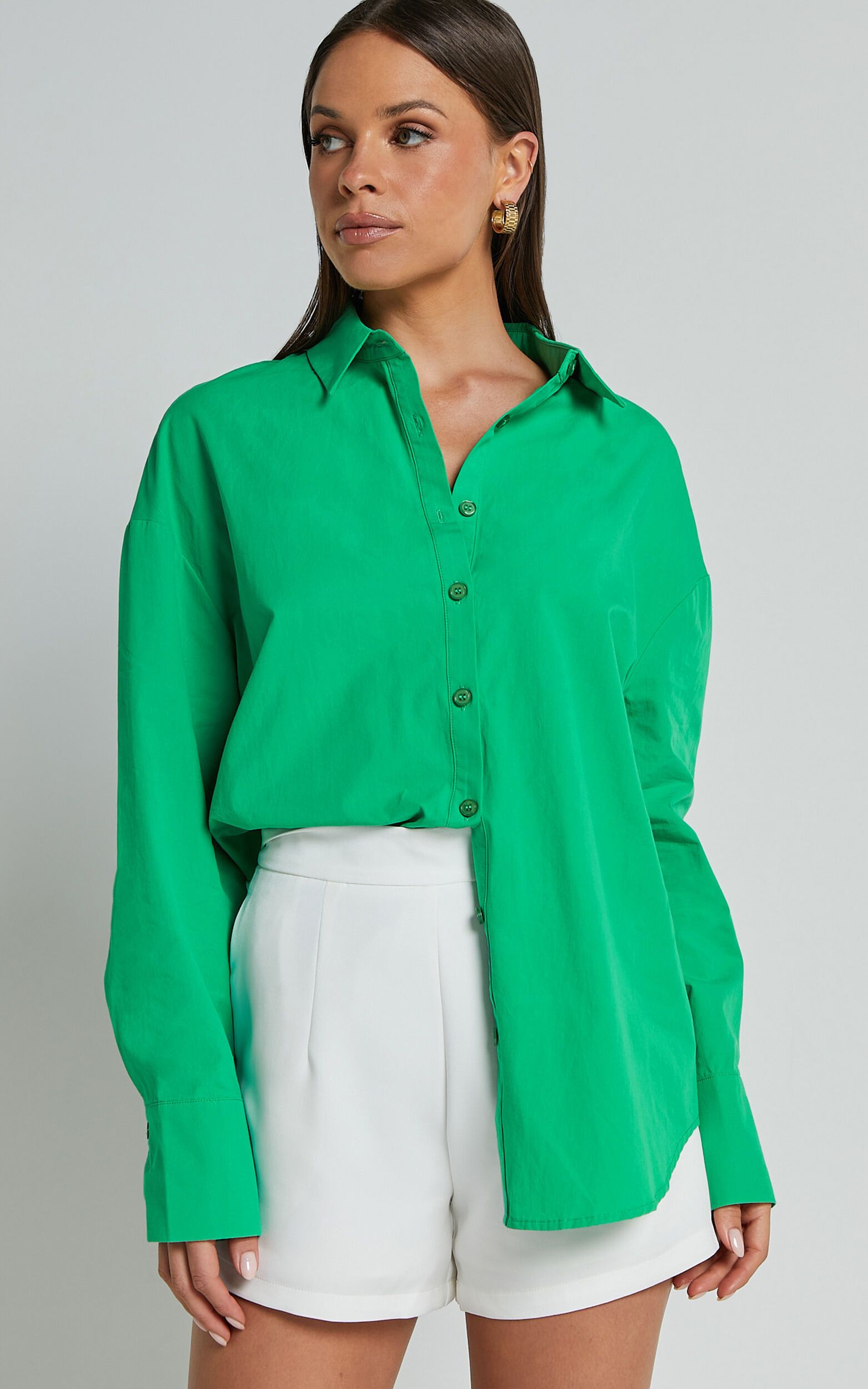 Terah Shirt - Button Up Shirt in Green | Showpo (US, UK & Europe)