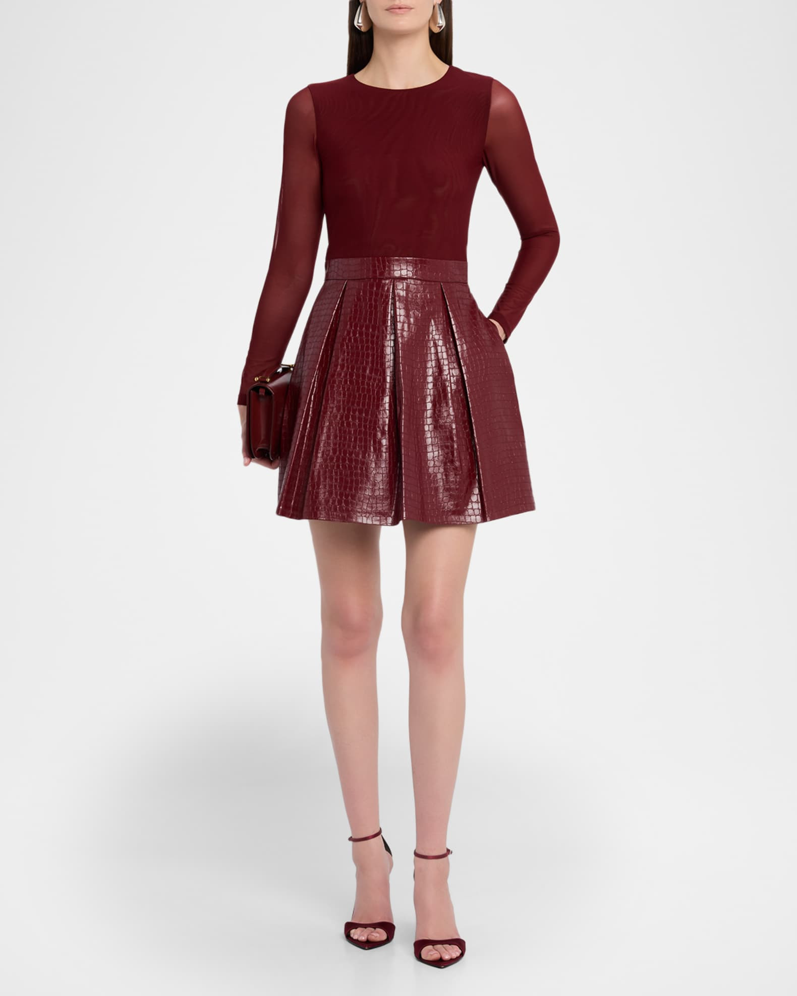 Chara Vegan Leather Croc Mini Dress | Neiman Marcus