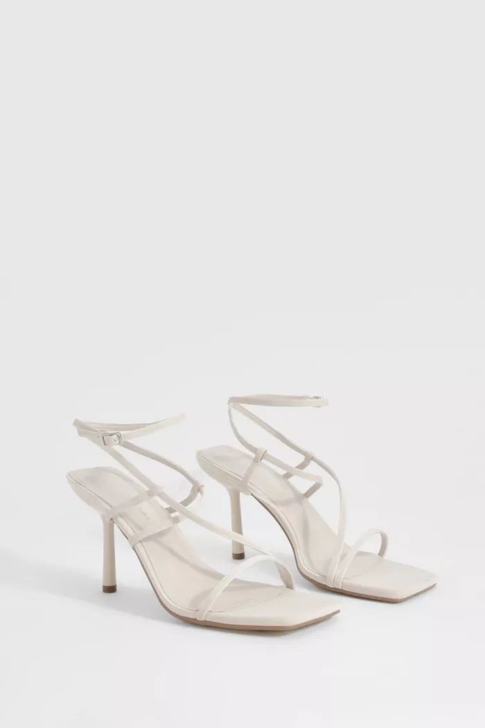 Square Toe Strappy Mid Height Heels | Boohoo.com (UK & IE)
