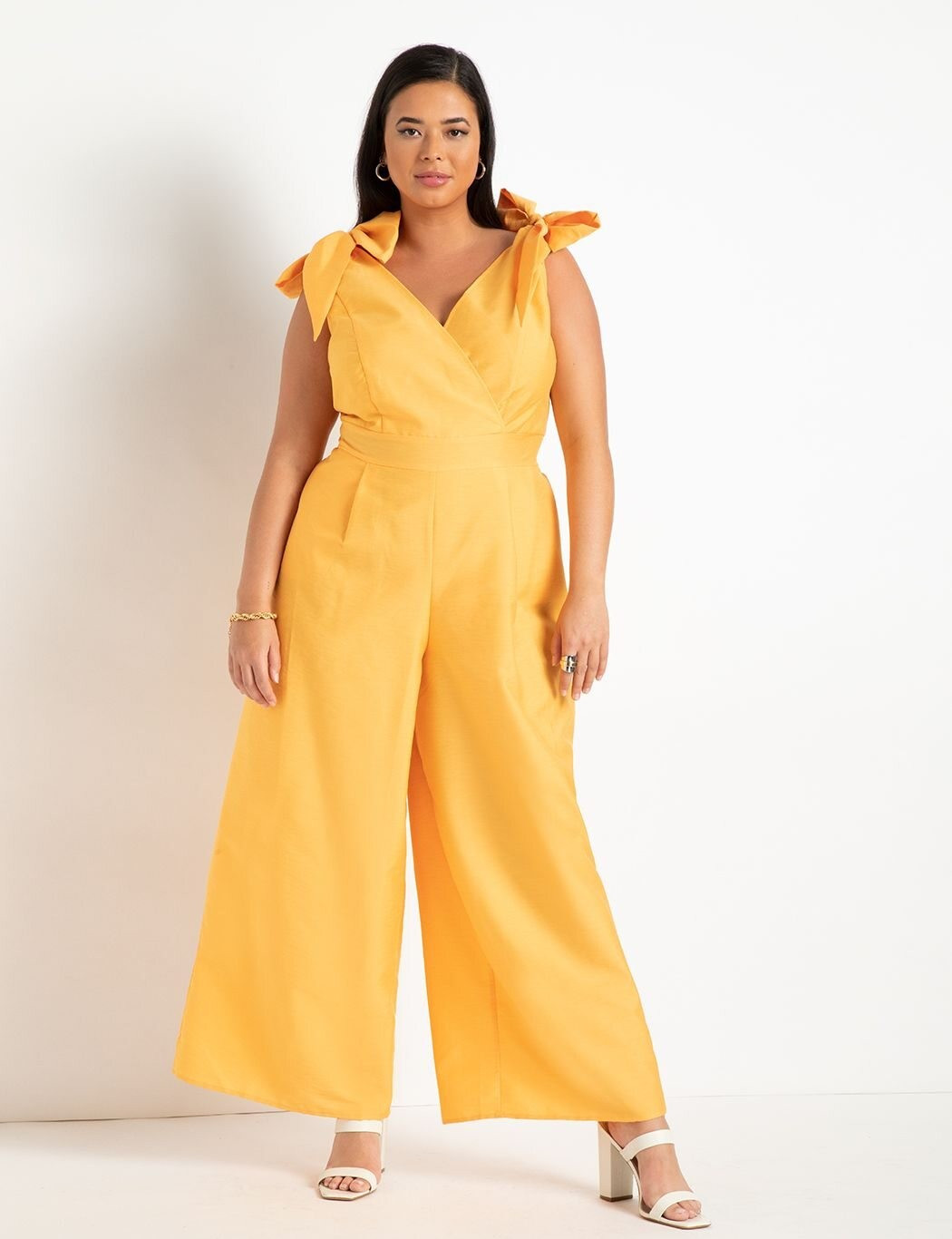 Tie Strap Wide Leg Jumpsuit | Women's Plus Size Dresses | ELOQUII | Eloquii