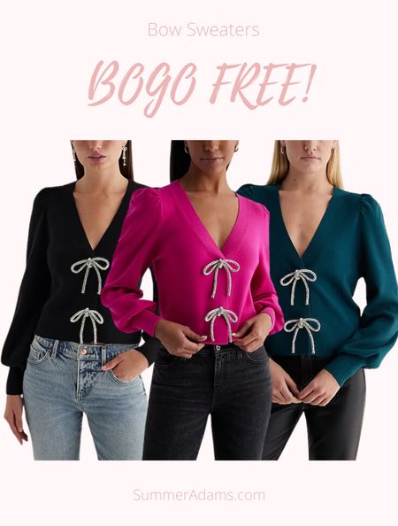 Sale alert!!! BOGO FREE at Express! How cute are these bow sweaters?! Perfect for any holiday party!

#LTKfindsunder100 #LTKHolidaySale #LTKsalealert