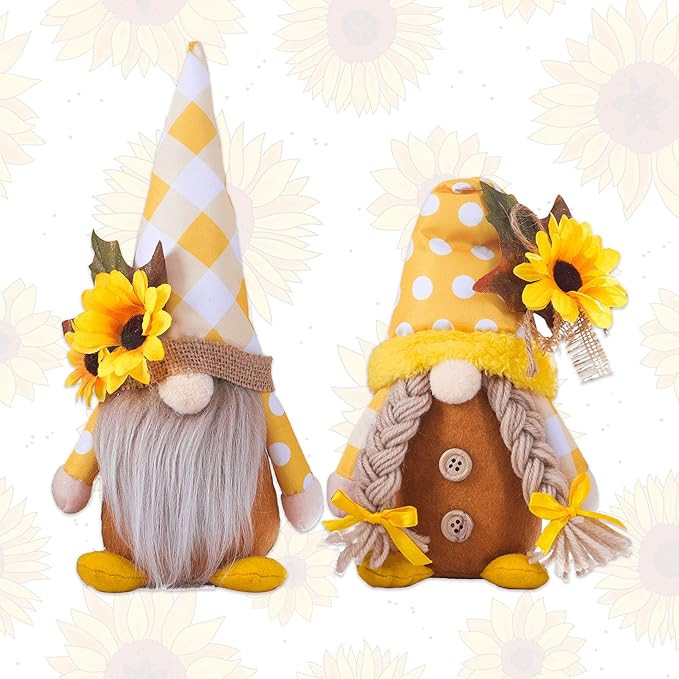 2PCS Sunflower Gnomes Plush Decorations, Summer Gnomes, Spring Gnomes, Scandinavia Honey Buffalo ... | Amazon (US)