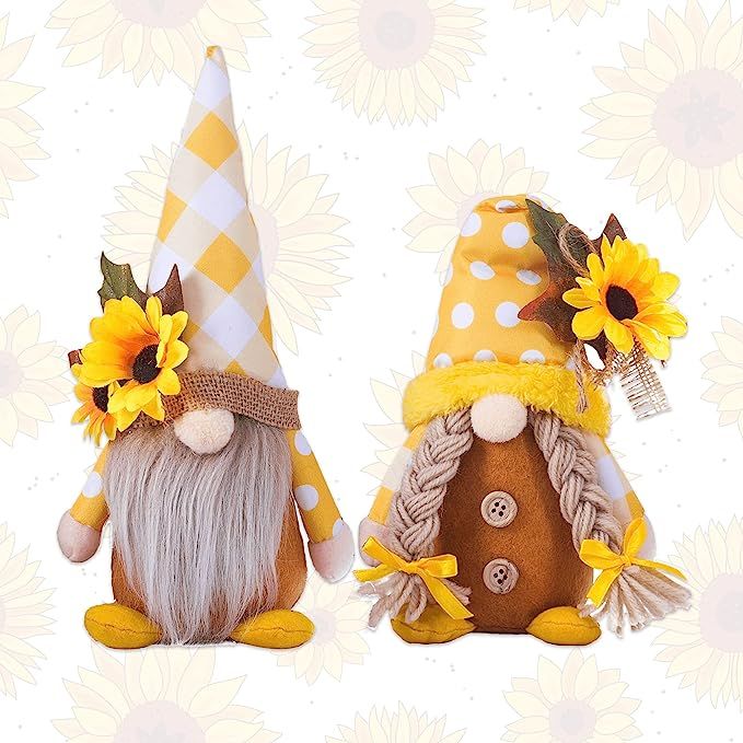 2PCS Sunflower Gnomes Plush Decorations, Summer Gnomes, Spring Gnomes, Scandinavia Honey Buffalo ... | Amazon (US)