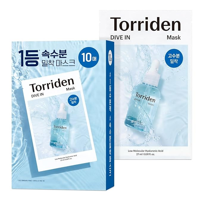 Torriden DIVE IN Hyaluronic Acid Facial Mask (10 sheets) | Extra Moisturizing Care | Hyaluronic A... | Amazon (US)