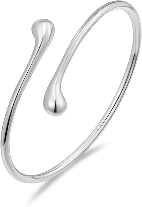 Dainty Thin Cuff Bangle Bracelets for Women Adjustable Gold Cuff Bracelet Minimalist Gold Open Ba... | Amazon (US)