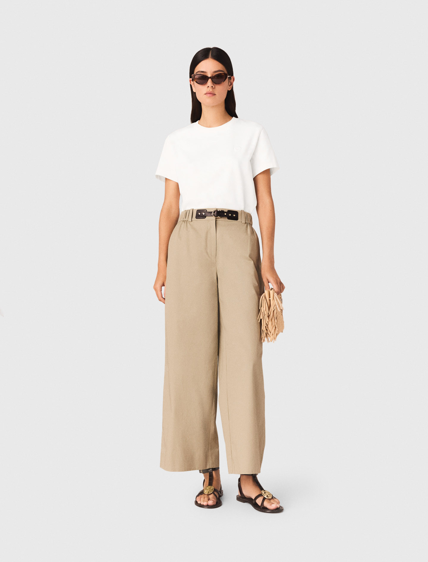 T-shirt with small embroidered logo White for Women | Maje | Maje EU