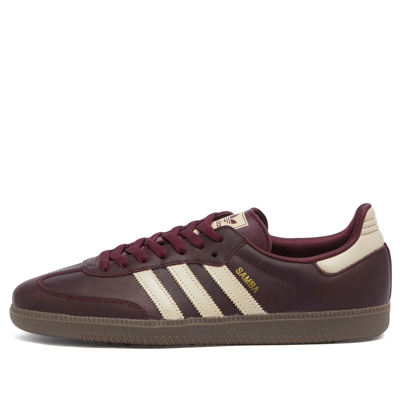 Adidas Men's Samba OG W in Maroon/Crystal Sand/Gold Met., Size UK 11 | END. Clothing