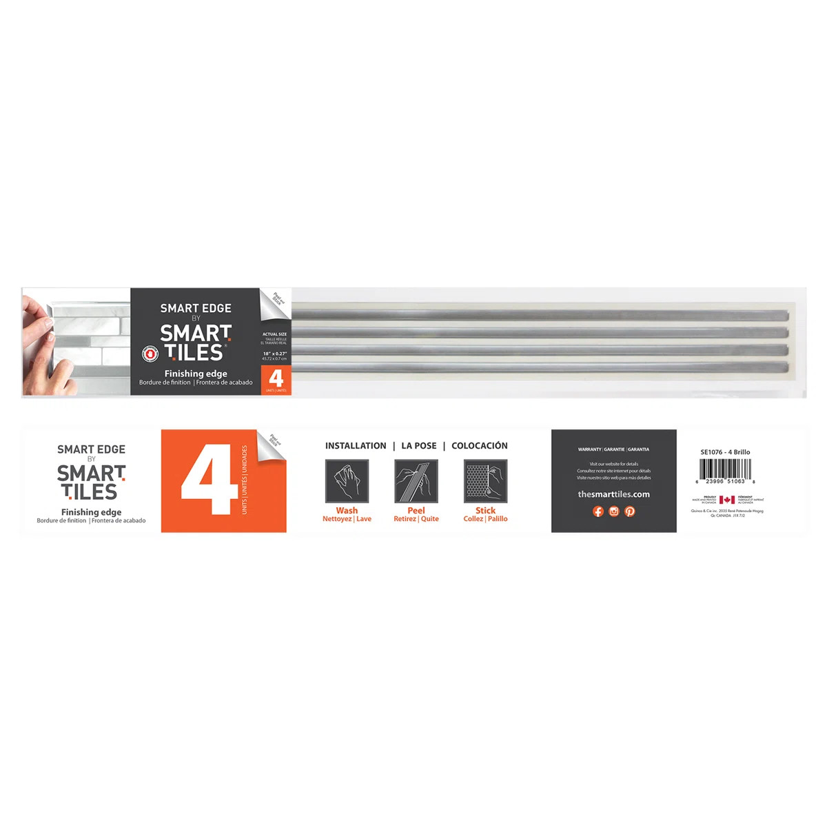 Smart Tiles Peel and Stick Gel Backsplash Tile Edge 18" x 0.27" (Set of 4) & Reviews - Wayfair Canada | Wayfair North America