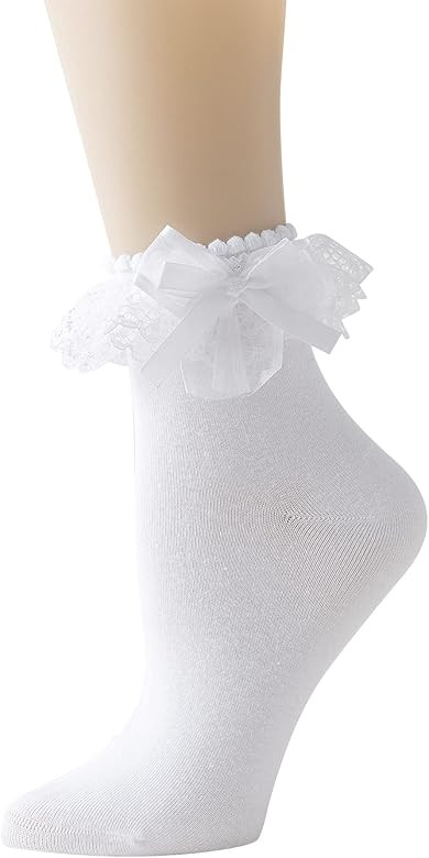 SEMOHOLLI Womens Ruffle Socks,Casual Cute Ankle Socks Breathable Knit Cotton Crew Socks Frilly So... | Amazon (US)