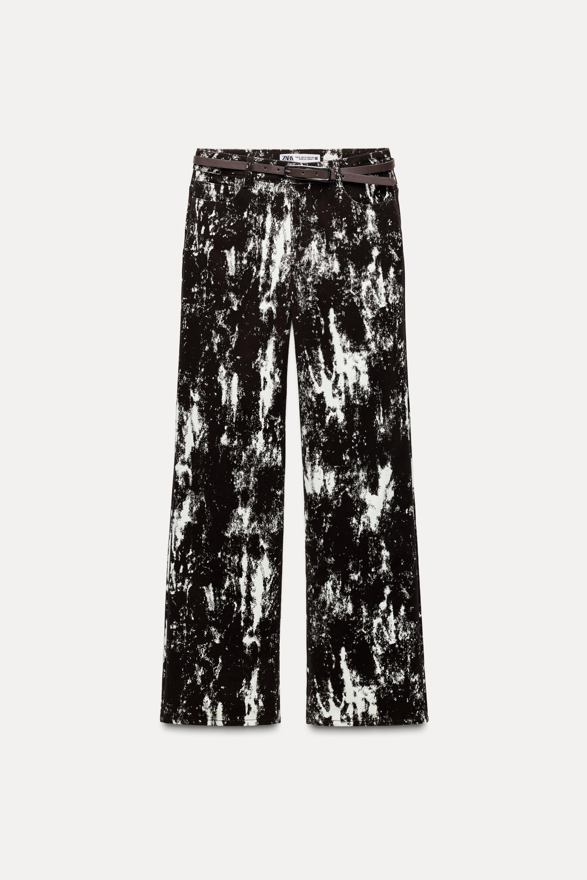 Z1975 HIGH RISE FLOCKED ANIMAL PRINT BELTED JEANS | Zara US