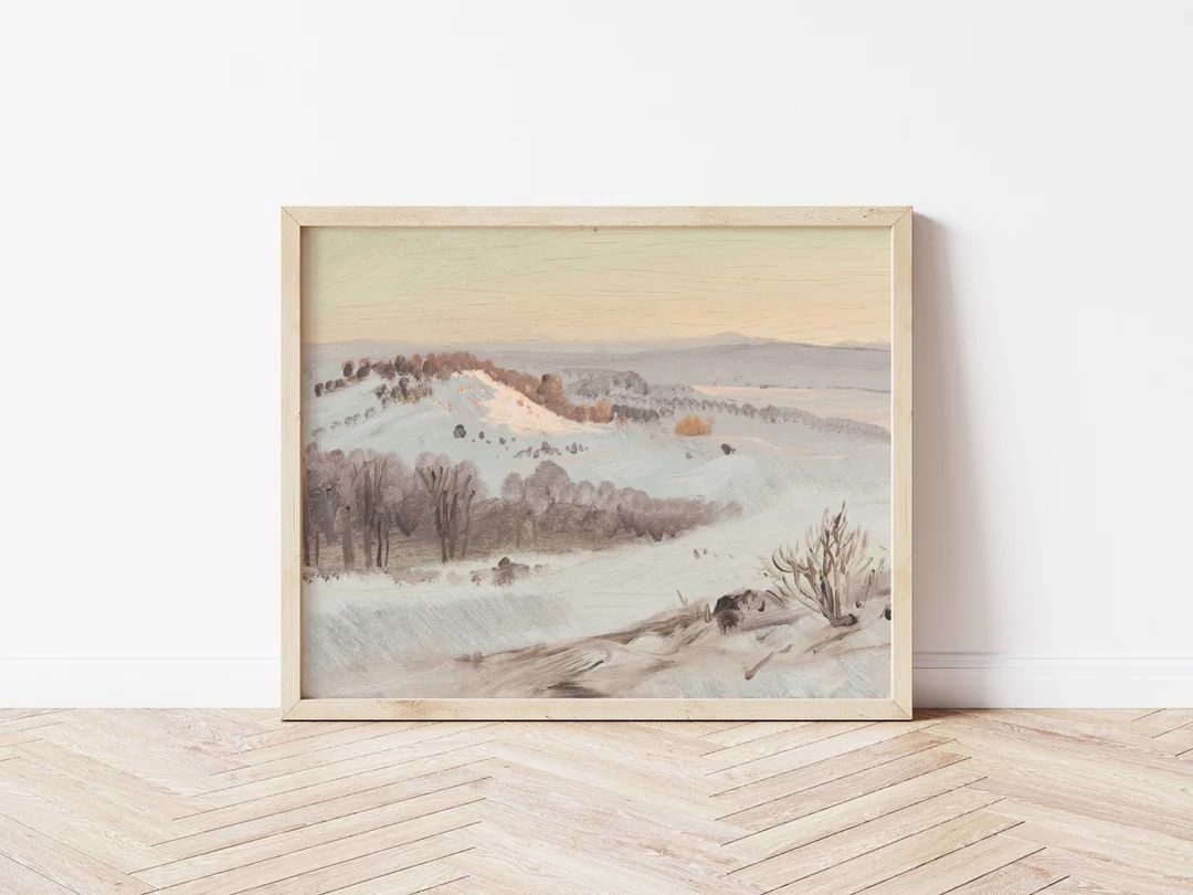 Printable Art Vintage Snowy Hills Landscape Painting - Etsy | Etsy (US)