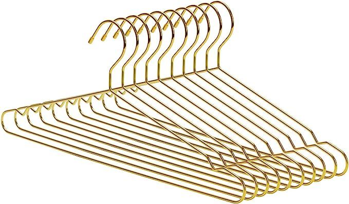 Nature Smile17.7 inches Heavy Duty Gold Metal Coat Hangers, Space Saving Wire Hangers, Metal Clot... | Amazon (US)