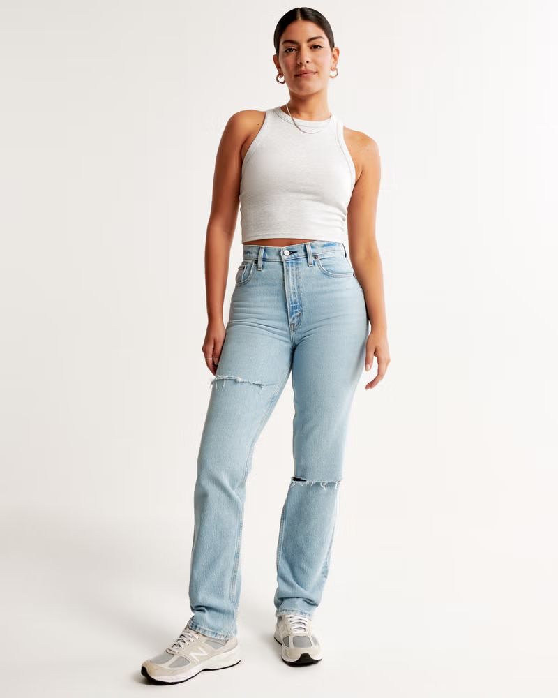 Women's Curve Love Ultra High Rise 90s Straight Jean | Women's Bottoms | Abercrombie.com | Abercrombie & Fitch (US)